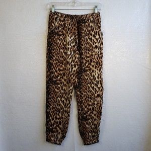 Olivaceous Women’s Leopard Joggers Pants Size Small 100% Viscose Brown Black